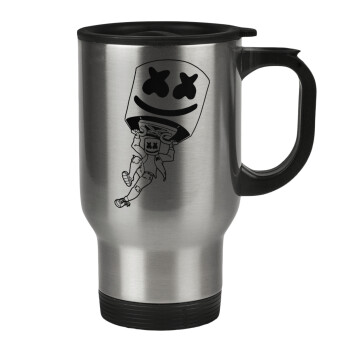 Fortnite Marshmello, Stainless steel travel mug with lid, double wall 450ml
