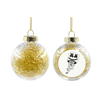 Fortnite Marshmello, Χριστουγεννιάτικη μπάλα δένδρου διάφανη με χρυσό γέμισμα 8cm