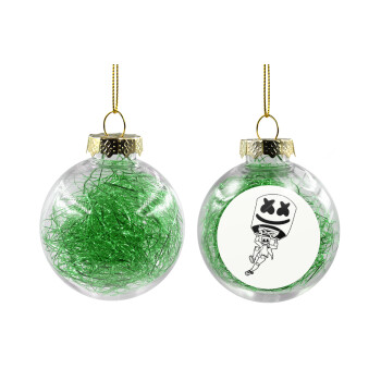 Fortnite Marshmello, Transparent Christmas tree ball ornament with green filling 8cm