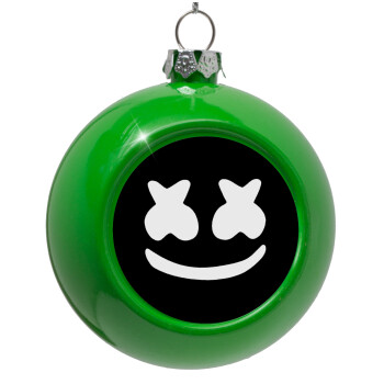 Marshmello, Green Christmas tree ornament bauble 8cm