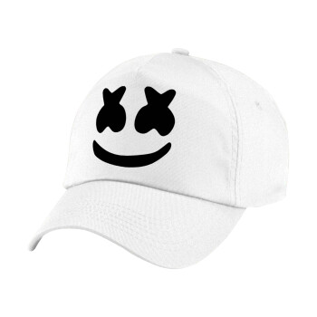 Marshmello, Children's Baseball Cap, 100% Cotton Twill, White (COTTON, CHILDREN'S, UNISEX, ONE SIZE)