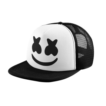 Marshmello, Καπέλο παιδικό Soft Trucker με Δίχτυ ΜΑΥΡΟ/ΛΕΥΚΟ (POLYESTER, ΠΑΙΔΙΚΟ, ONE SIZE)