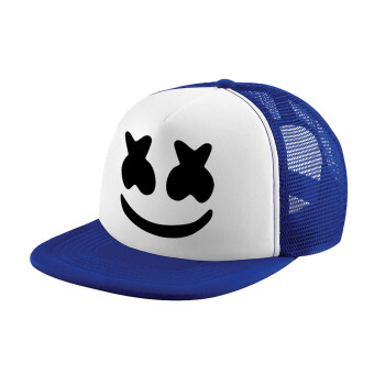 Marshmello, Child's Soft Trucker Hat with Blue/White Mesh (POLYESTER, CHILD, ONE SIZE)