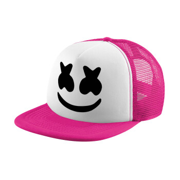 Marshmello, Καπέλο παιδικό Soft Trucker με Δίχτυ ΡΟΖ/ΛΕΥΚΟ (POLYESTER, ΠΑΙΔΙΚΟ, ONE SIZE)