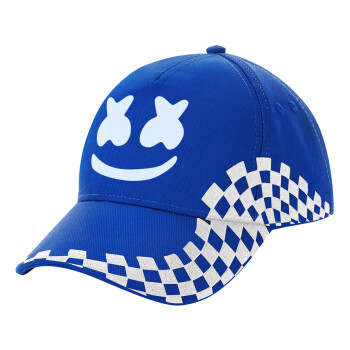 Marshmello, Adult Ultimate BLUE RACING Cap, (100% COTTON DRILL, ADULT, UNISEX, ONE SIZE)