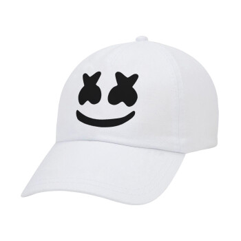 Marshmello, Adult Baseball Cap White 5-panel (POLYESTER, ADULT, UNISEX, ONE SIZE)