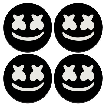 Marshmello, SET of 4 round wooden coasters (9cm)