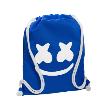 Marshmello, Backpack pouch GYMBAG Blue, with pocket (40x48cm) & thick cords