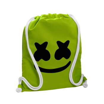 Marshmello, Τσάντα πλάτης πουγκί GYMBAG LIME GREEN, με τσέπη (40x48cm) & χονδρά κορδόνια