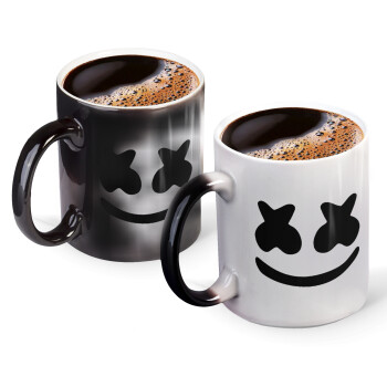 Marshmello, Color changing magic Mug, ceramic, 330ml when adding hot liquid inside, the black colour desappears (1 pcs)