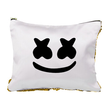 Marshmello, Sequin Gold Pouch Cosmetic Bag