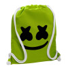 Backpack bag GYMBAG LIME GREEN, with pocket (40x48cm) & thick cords