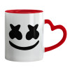 Mug heart red handle, ceramic, 330ml