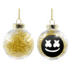 Transparent Christmas tree ball ornament with gold filling 8cm