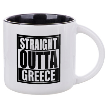 Straight Outta greece, Κούπα κεραμική 400ml Λευκή/Μαύρη