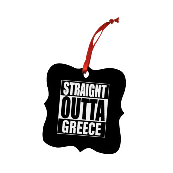 Straight Outta greece, Στολίδι Χριστουγεννιάτικο στολίδι polygon ξύλινο 7.5cm