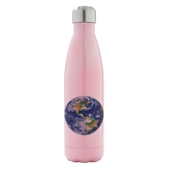 Planet Earth, Metal mug thermos Pink Iridiscent (Stainless steel), double wall, 500ml