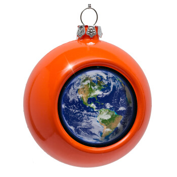 Planet Earth, Orange Christmas tree ornament bauble 8cm