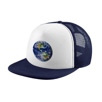 Planet Earth, Καπέλο Ενηλίκων Soft Trucker με Δίχτυ Dark Blue/White (POLYESTER, ΕΝΗΛΙΚΩΝ, UNISEX, ONE SIZE)