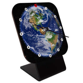 Planet Earth, Επιτραπέζιο ρολόι ξύλινο με δείκτες (10cm)