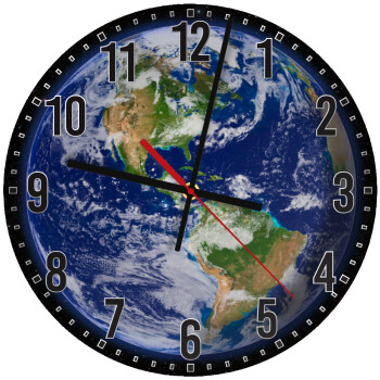 Planet Earth, Ρολόι τοίχου ξύλινο (30cm)