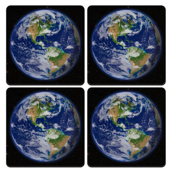 Planet Earth, ΣΕΤ 4 Σουβέρ ξύλινα τετράγωνα (9cm)