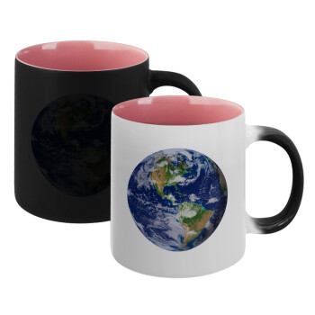 Planet Earth, Κούπα Μαγική εσωτερικό ΡΟΖ, κεραμική 330ml που αλλάζει χρώμα με το ζεστό ρόφημα (1 τεμάχιο)