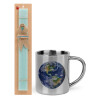 Easter Set, metallic thermal cup (300ml) & aromatic flat Easter candle (30cm) (TURQUOISE)