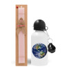 Easter Set, metallic aluminum bottle (500ml) & aromatic flat Easter candle (30cm) (PINK)