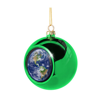 Planet Earth, Green Christmas tree ornament ball 8cm