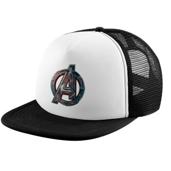 Avengers, Adult Soft Trucker Hat with Black/White Mesh (POLYESTER, ADULT, UNISEX, ONE SIZE)