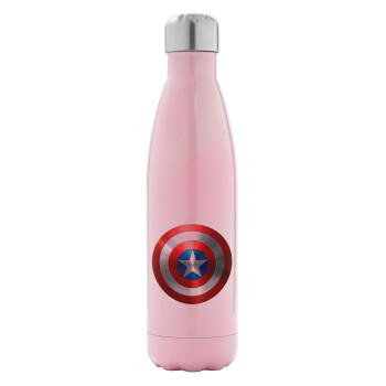 Captain America, Μεταλλικό παγούρι θερμός Ροζ Ιριδίζον (Stainless steel), διπλού τοιχώματος, 500ml