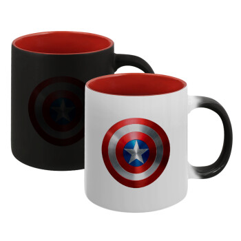 Captain America, Κούπα Μαγική εσωτερικό κόκκινο, κεραμική, 330ml που αλλάζει χρώμα με το ζεστό ρόφημα (1 τεμάχιο)