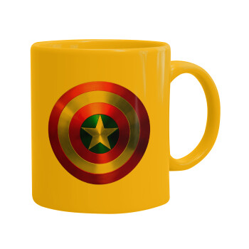 Captain America, Ceramic coffee mug yellow, 330ml