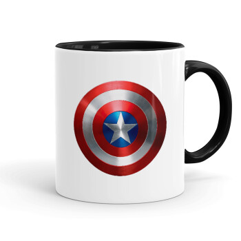 Captain America, Κούπα χρωματιστή μαύρη, κεραμική, 330ml