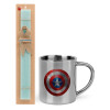 Easter Set, metallic thermal cup (300ml) & aromatic flat Easter candle (30cm) (TURQUOISE)