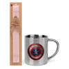 Easter Set, metallic thermal cup (300ml) & aromatic flat Easter candle (30cm) (PINK)