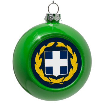 Hellas Εθνόσημο, Green Christmas tree ornament bauble 8cm