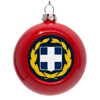 Hellas Εθνόσημο, Red Christmas tree ornament bauble 8cm