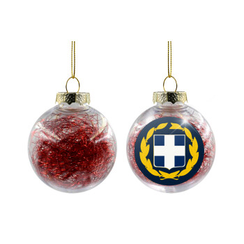 Hellas Εθνόσημο, Transparent Christmas tree ball ornament with red filling 8cm