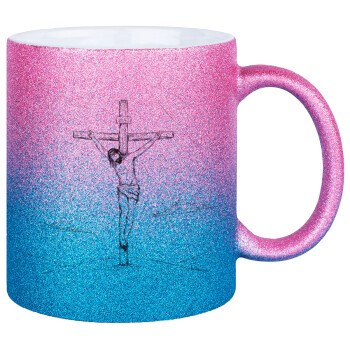 Jesus Christ , Κούπα Χρυσή/Μπλε Glitter, κεραμική, 330ml