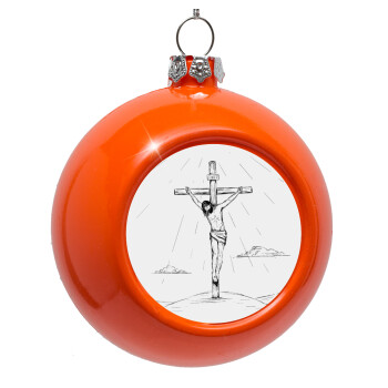 Jesus Christ , Orange Christmas tree ornament bauble 8cm