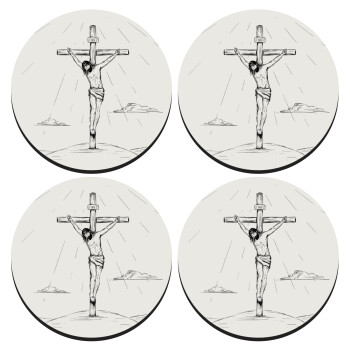 Jesus Christ , SET of 4 round wooden coasters (9cm)