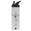 Metallic thermos bottle with straw & handle, stainless steel (Stainless steel 304), double-walled, 600ml.