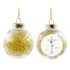 Transparent Christmas tree ball ornament with gold filling 8cm