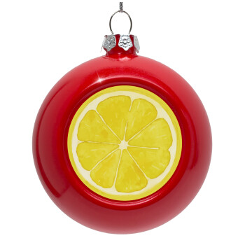 Lemon, Red Christmas tree ornament bauble 8cm