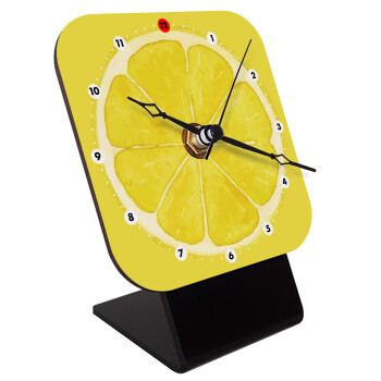 Lemon, Quartz Wooden table clock with hands (10cm)