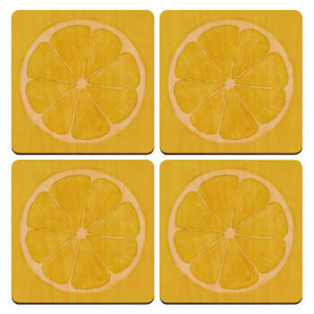 Lemon, ΣΕΤ x4 Σουβέρ ξύλινα τετράγωνα plywood (9cm)