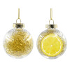 Transparent Christmas tree ball ornament with gold filling 8cm