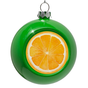 Orange, Green Christmas tree ornament bauble 8cm